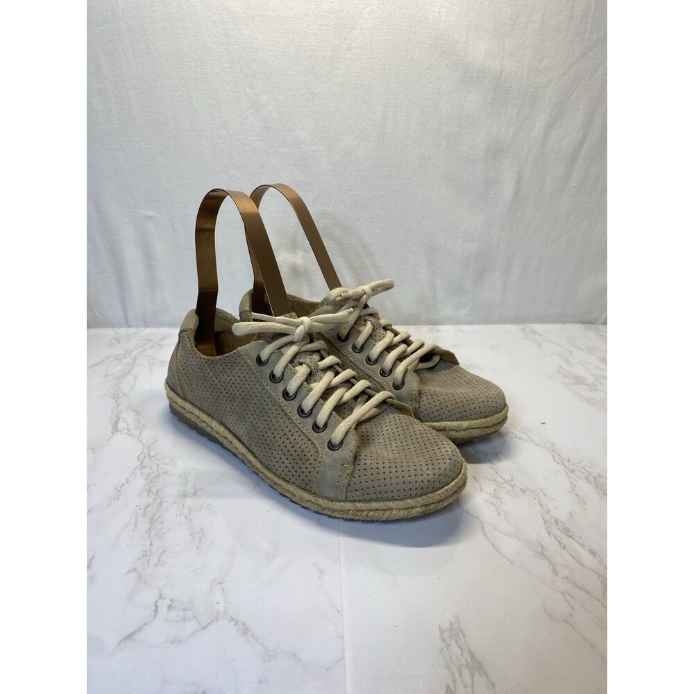 Born Shoes Womens 7.5 M Lace Up Sneakers Beige Leather Comfort Perforated